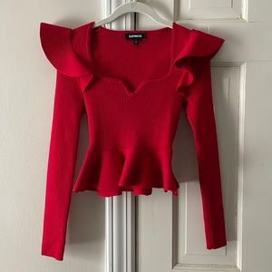 Express XS red peplum top